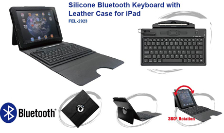 Silicone BT Keyboard with Leather Case for iPad2
