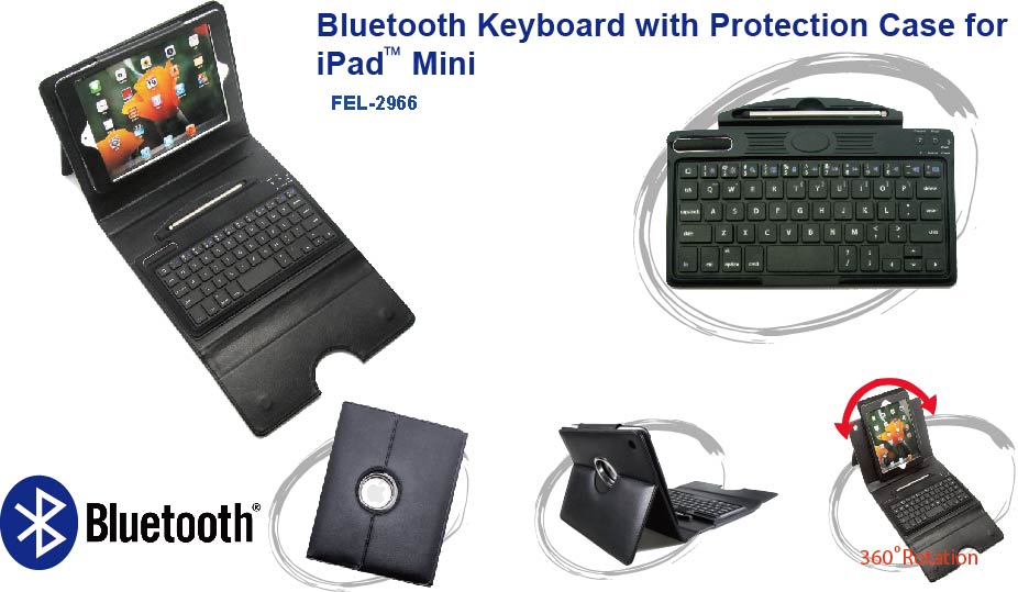 Plastics Keyboard with Leather Case for iPad mini